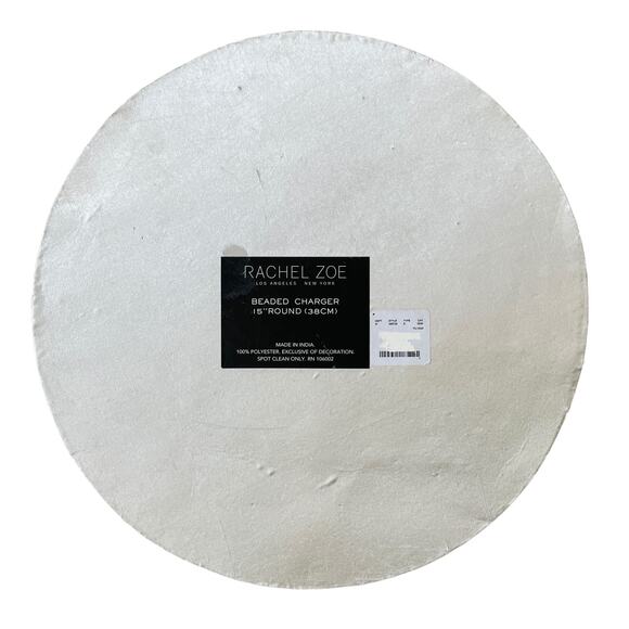 RACHEL ZOE Glass Hand Beaded Charger Placemat Bright Yellow & White Floral NEW - Picture 9 of 11